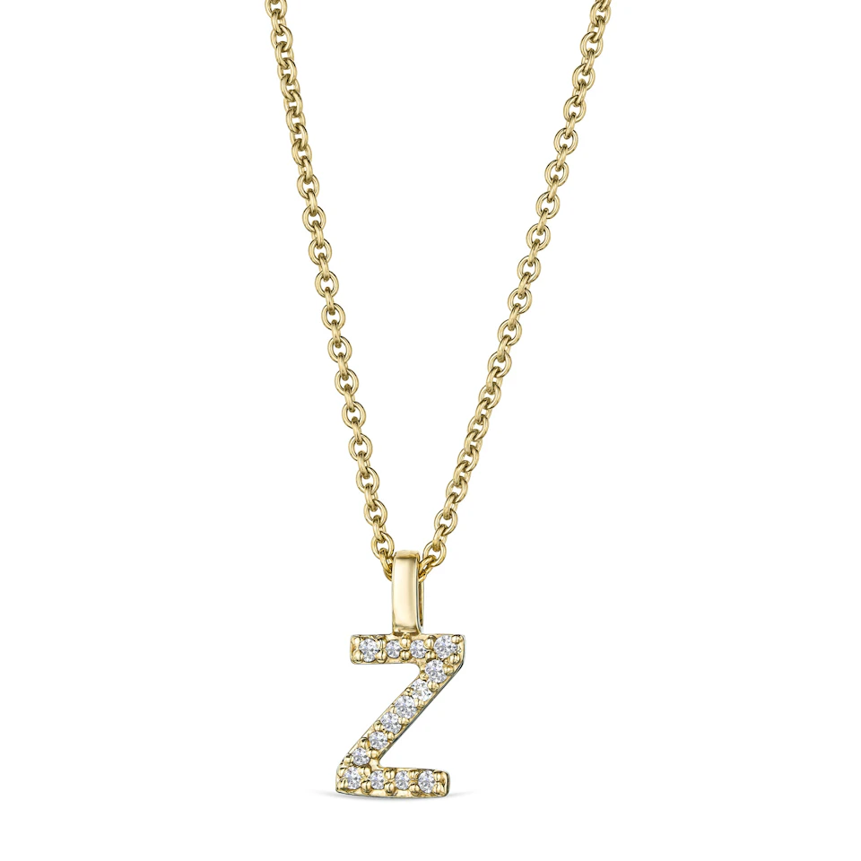 Love Letter Initial Z Lab Diamond Necklace set in 9K Yellow Gold