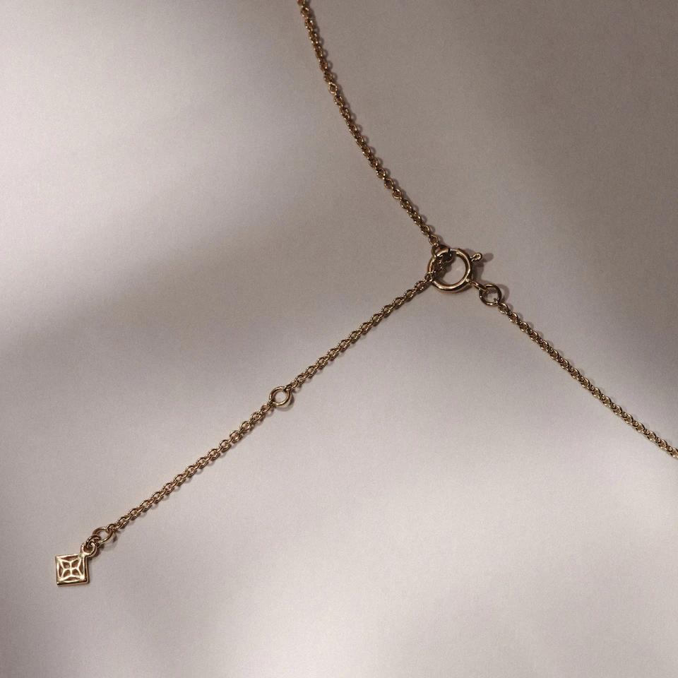 Love Letter Initial V Lab Diamond Necklace set in 9K Yellow Gold