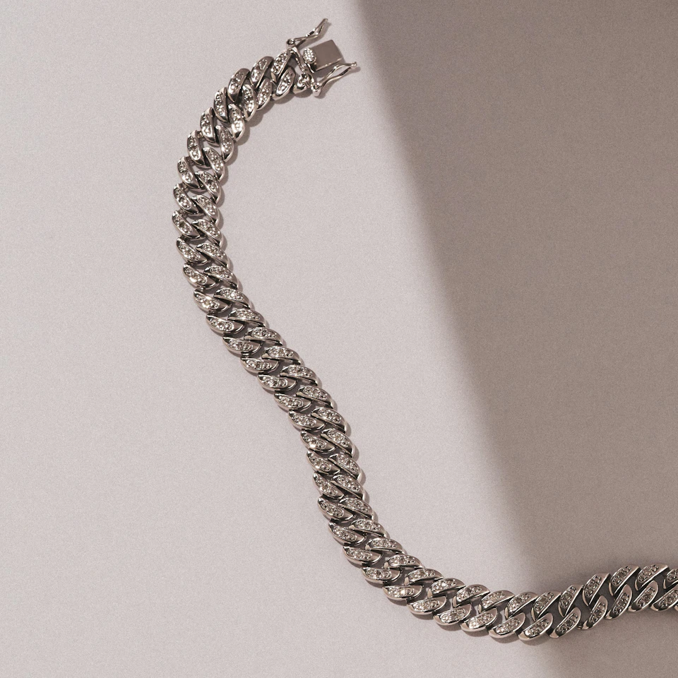 16 Inch Havana Cuban Lab Diamond Necklace 1ct Set in 925 Silver