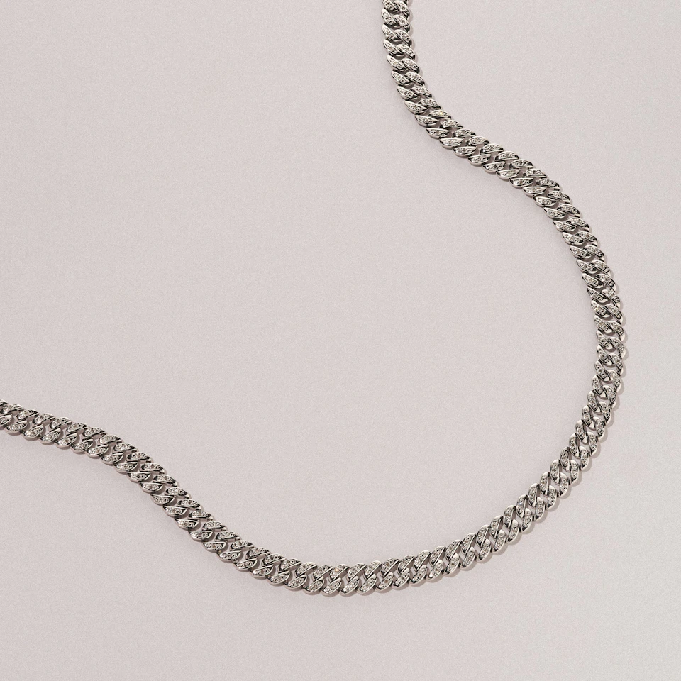 21 Inch Havana Cuban Lab Diamond Necklace 1.20ct Set in 925 Silver