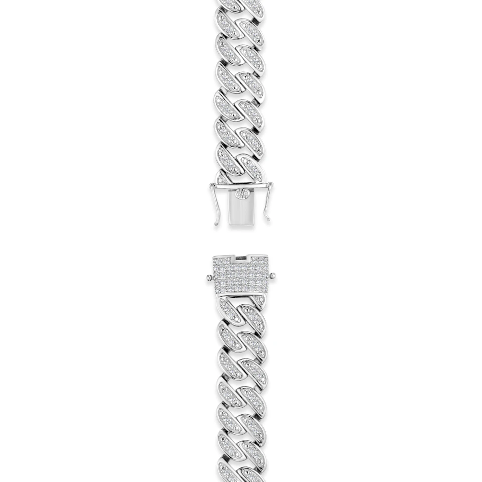 21 Inch Havana Cuban Lab Diamond Necklace 8.00ct Set in 925 Silver