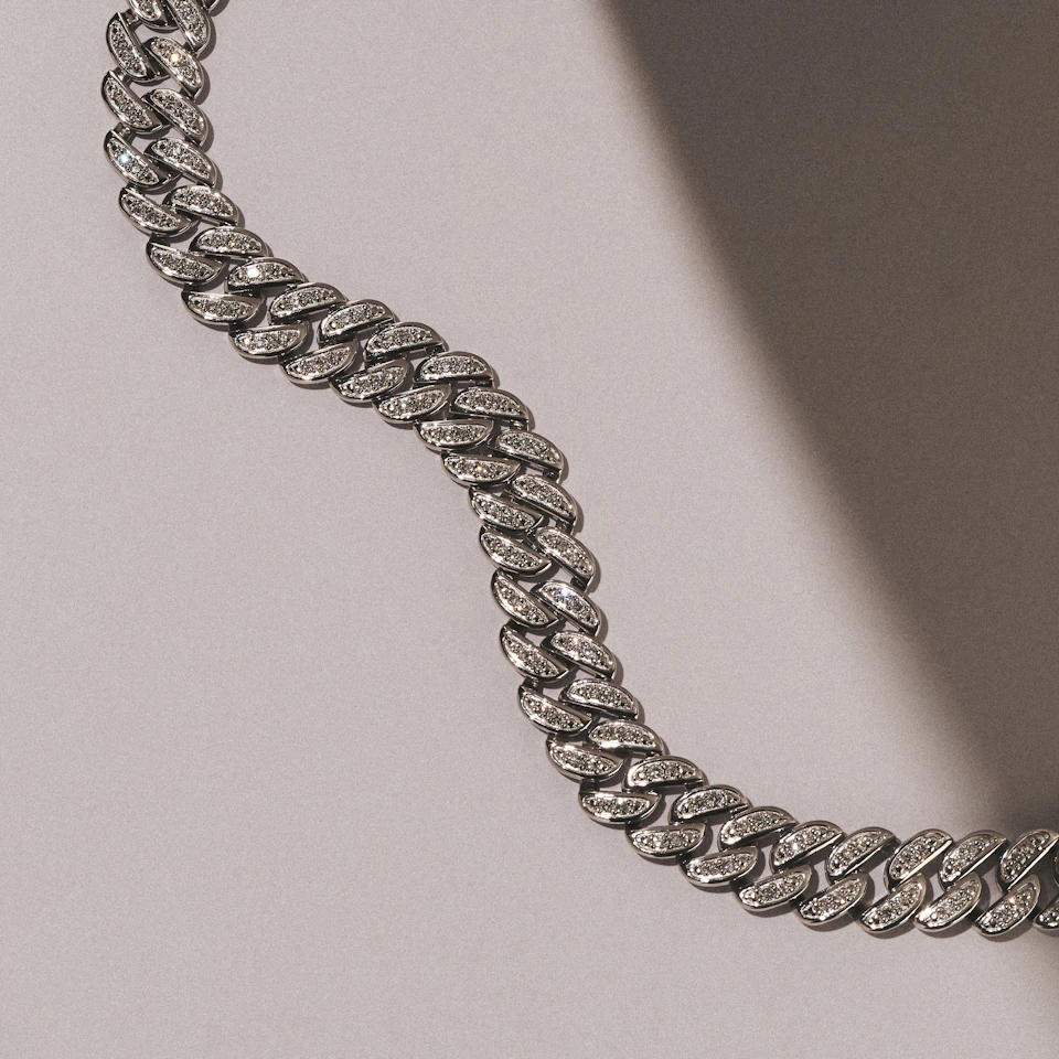 21 Inch Havana Cuban Lab Diamond Necklace 8.00ct Set in 925 Silver