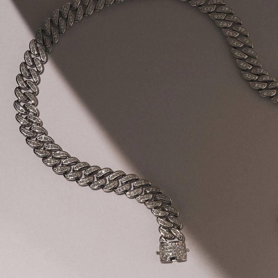 21 Inch Havana Cuban Lab Diamond Necklace 8.00ct Set in 925 Silver