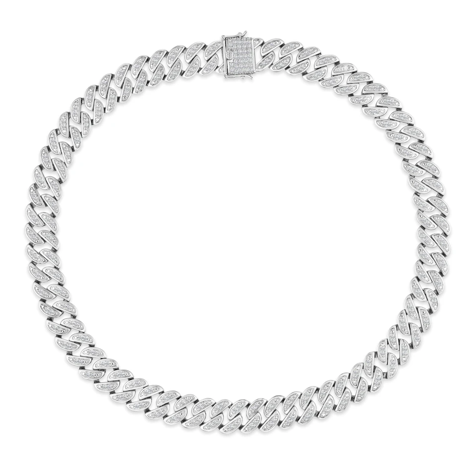 21 Inch Havana Cuban Lab Diamond Necklace 8.00ct Set in 925 Silver