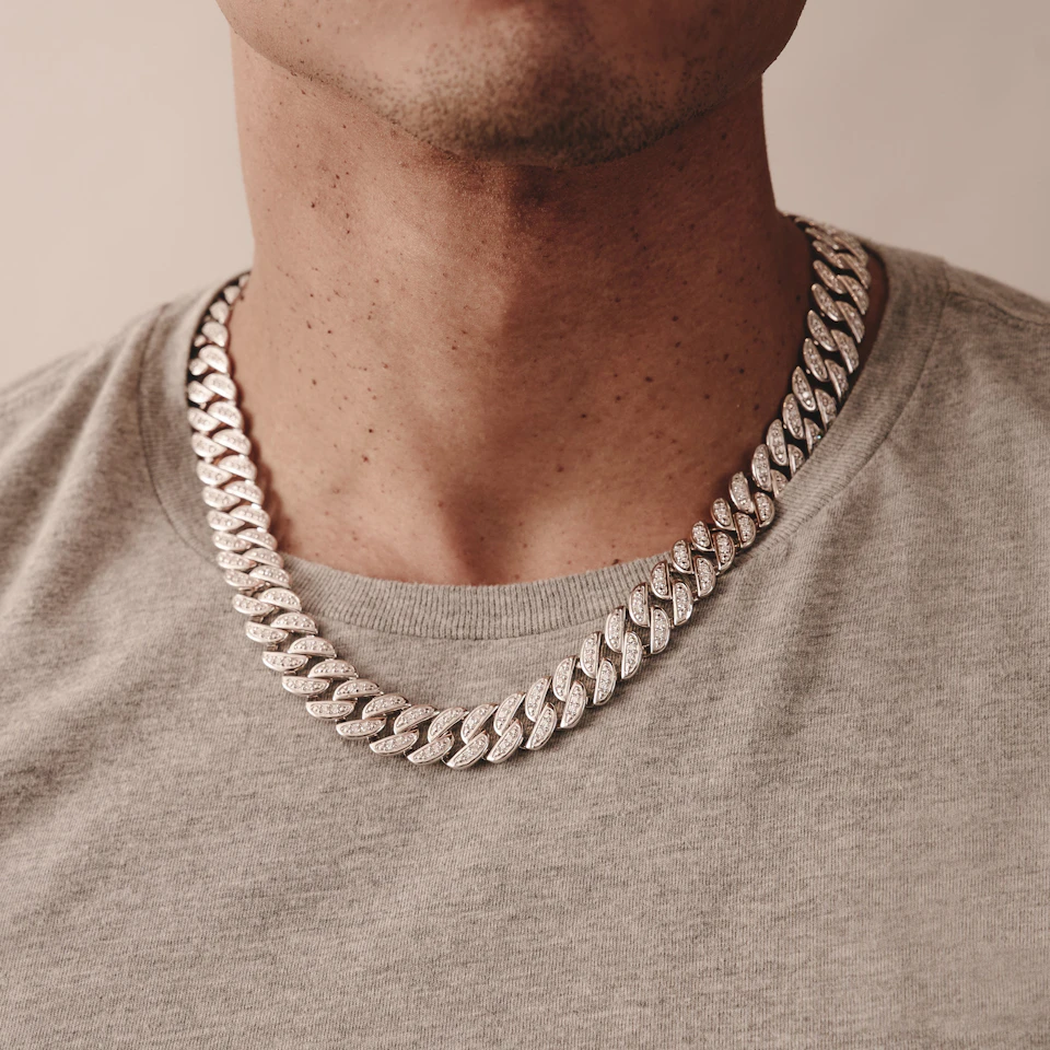 21 Inch Havana Cuban Lab Diamond Necklace 8.00ct Set in 925 Silver