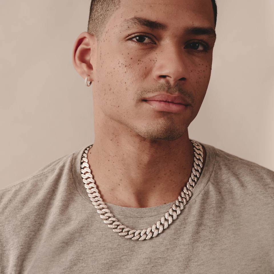 21 Inch Havana Cuban Lab Diamond Necklace 8.00ct Set in 925 Silver