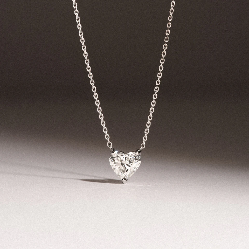Wanderlust Floating Heart Cut Lab Diamond Solitaire Necklace 1.00ct H/SI in 9K White Gold