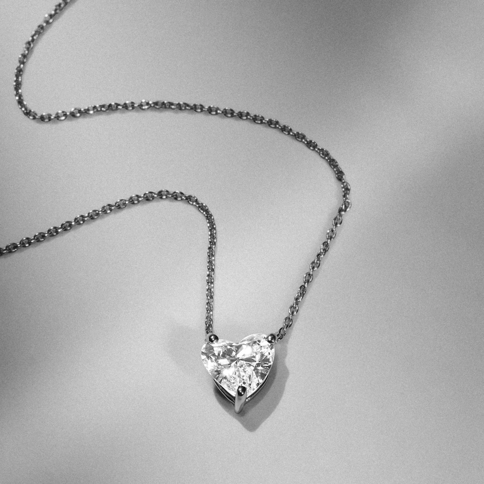 Wanderlust Floating Heart Cut Lab Diamond Solitaire Necklace 1.00ct H/SI in 9K White Gold