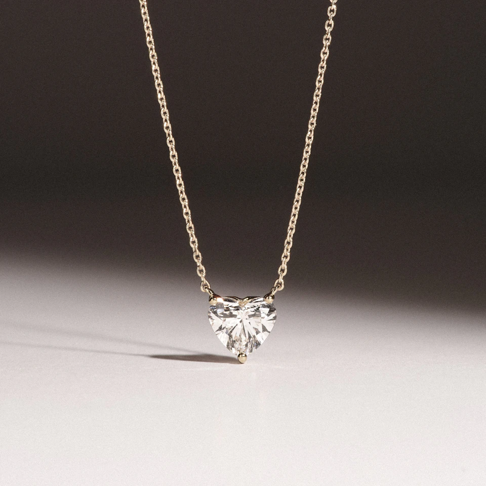 Wanderlust Floating Heart Cut Lab Diamond Solitaire Necklace 1.00ct H/SI in 9K Gold