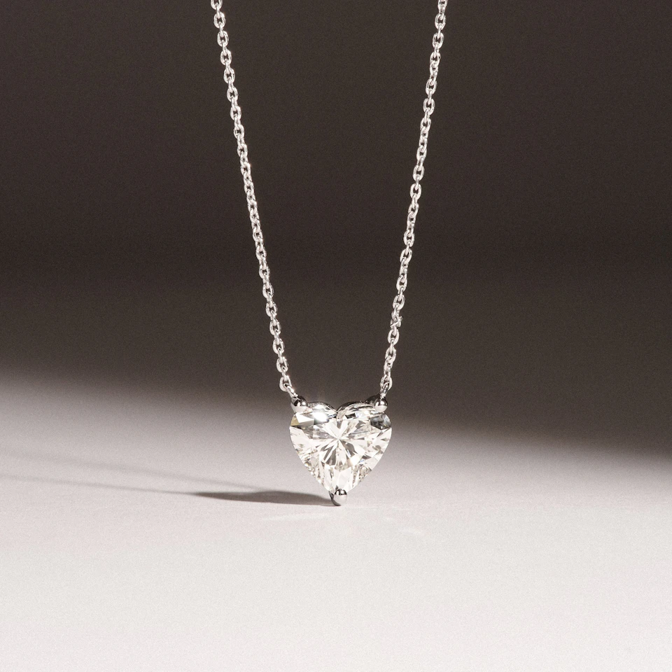 Wanderlust Floating Heart Cut Lab Diamond Solitaire Necklace 1.50ct H/SI in 9K White Gold