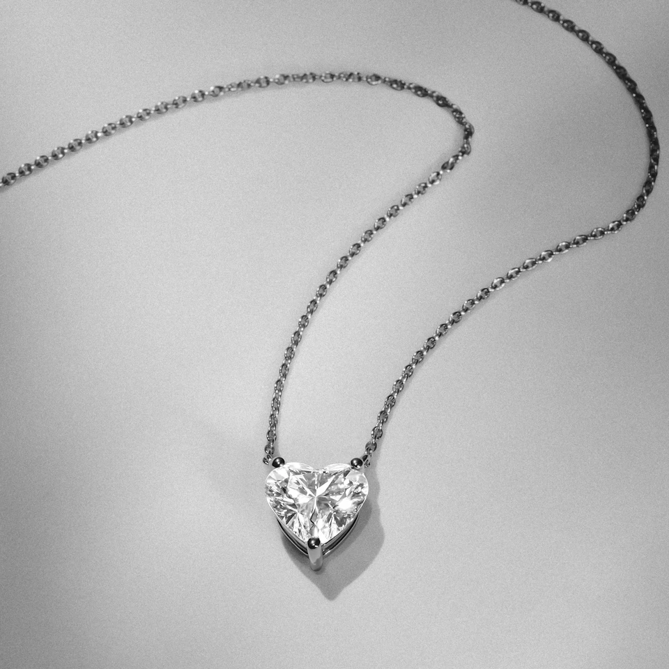 Wanderlust Floating Heart Cut Lab Diamond Solitaire Necklace 1.50ct H/SI in 9K White Gold