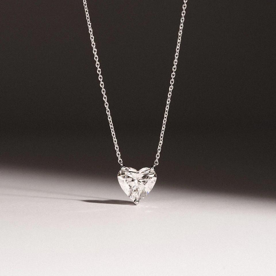 Wanderlust Floating Heart Cut Lab Diamond Solitaire Necklace 2.00ct H/SI in 9K White Gold
