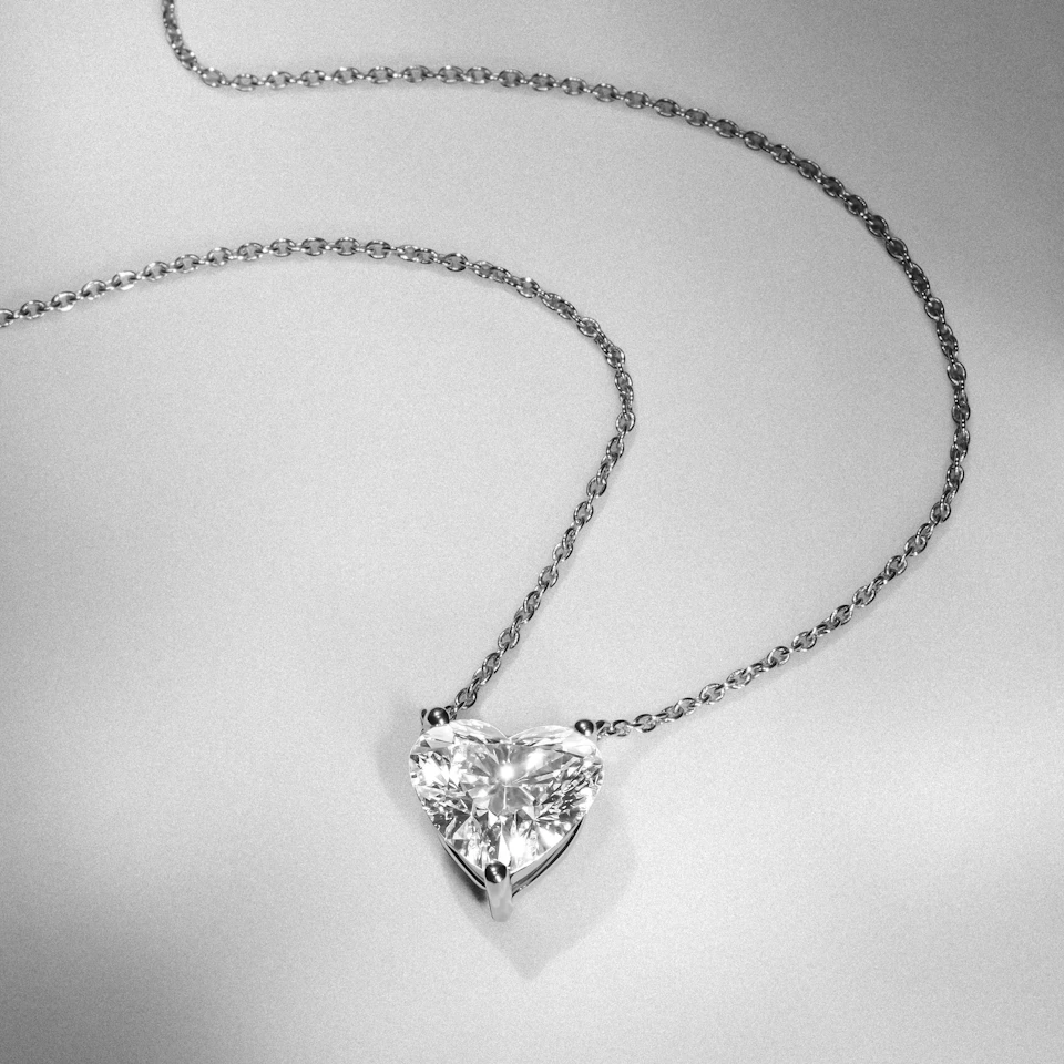 Wanderlust Floating Heart Cut Lab Diamond Solitaire Necklace 2.00ct H/SI in 9K White Gold
