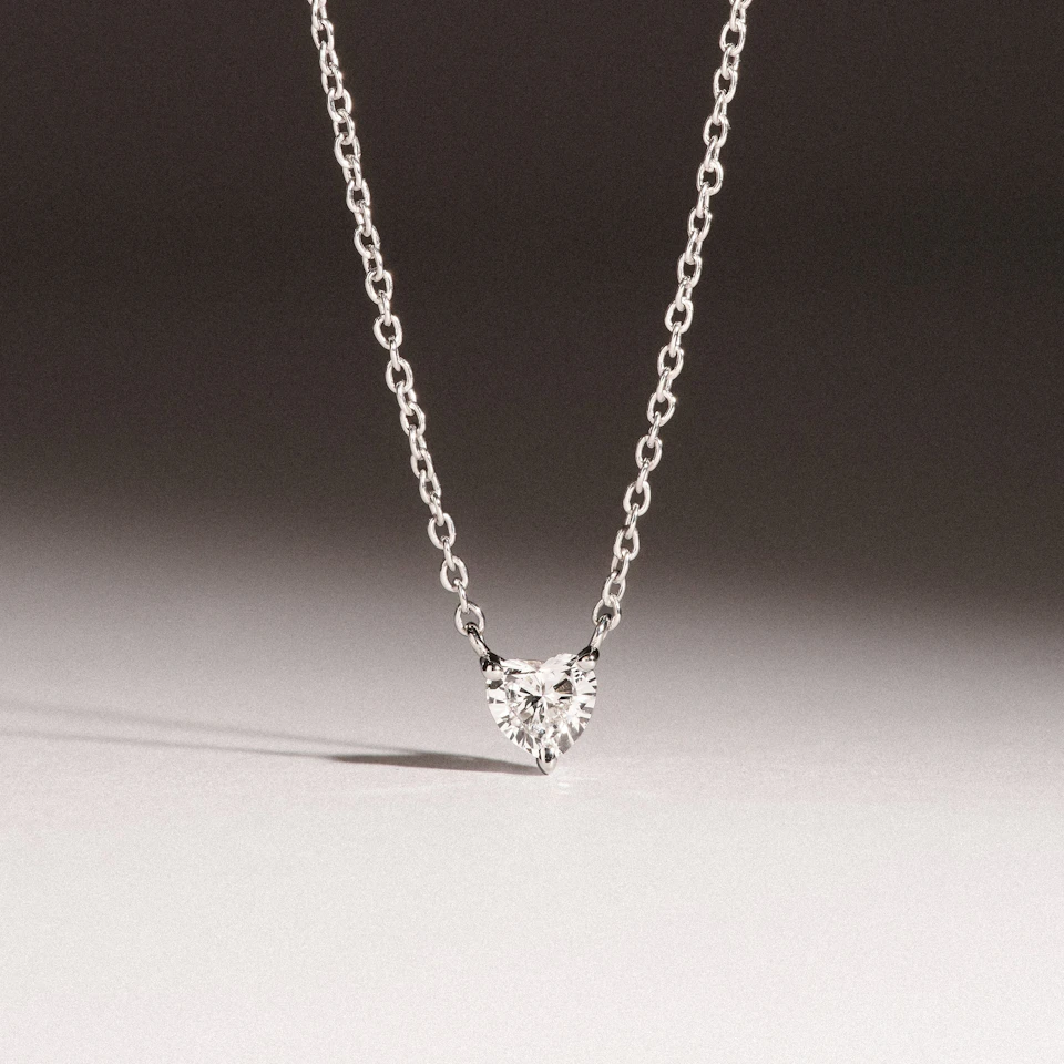 Wanderlust Floating Heart Cut Lab Diamond Solitaire Necklace 0.25ct H/SI in 925 Silver