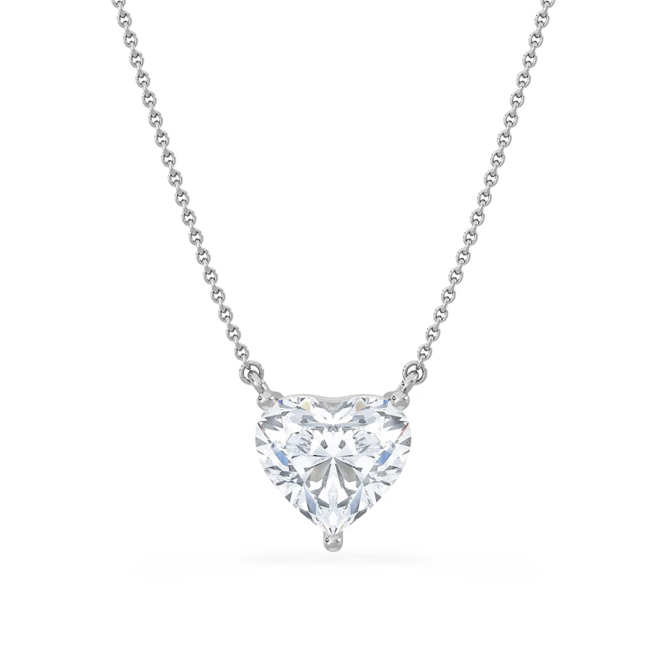 Wanderlust 3.00ct Floating Heart Cut Lab Diamond Necklaces in 9K White Gold