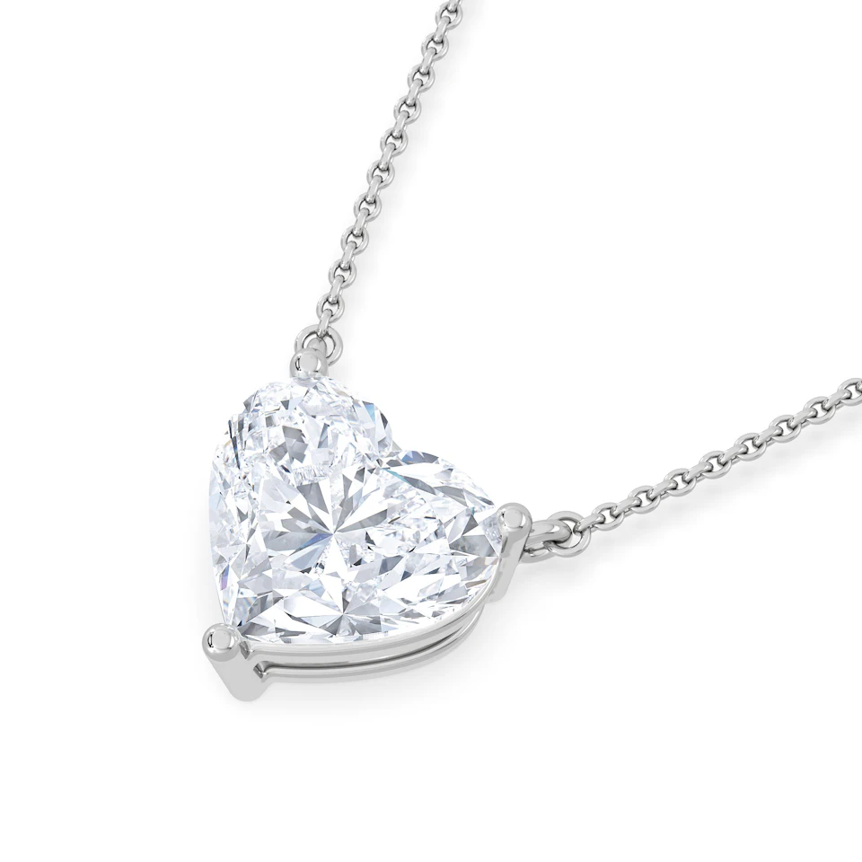 Wanderlust 3.00ct Floating Heart Cut Lab Diamond Necklaces in 9K White Gold