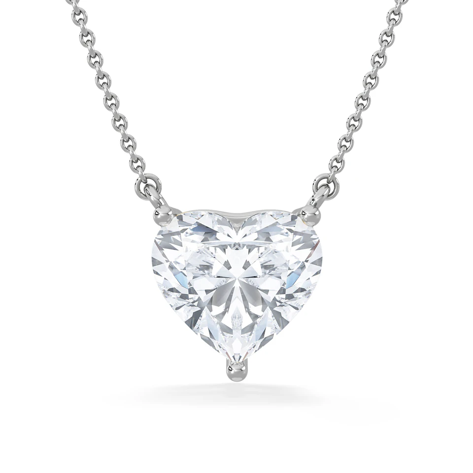 Wanderlust 3.00ct Floating Heart Cut Lab Diamond Necklaces in 9K White Gold