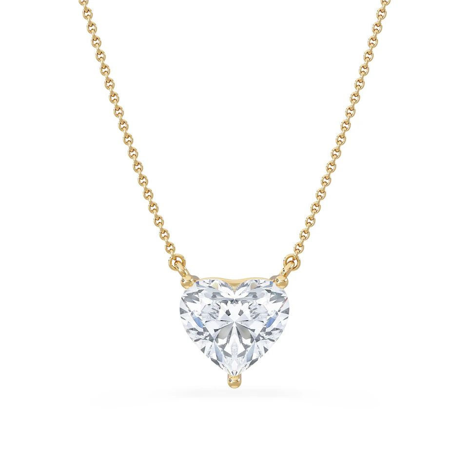 Wanderlust 3.00ct Floating Heart Cut Lab Diamond Necklaces in 9K Yellow Gold