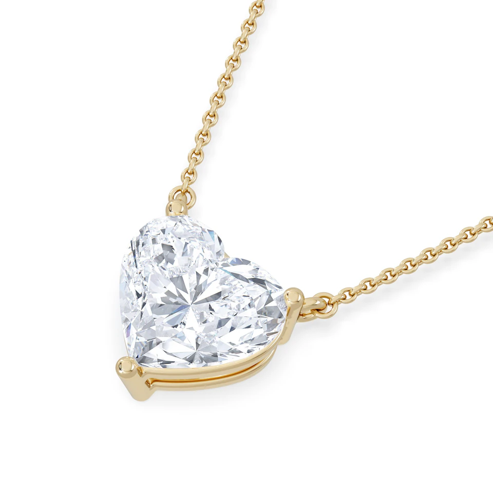 Wanderlust 3.00ct Floating Heart Cut Lab Diamond Necklaces in 9K Yellow Gold