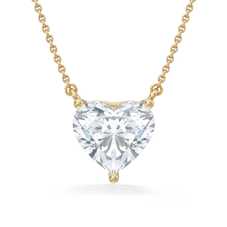 Wanderlust 3.00ct Floating Heart Cut Lab Diamond Necklaces in 9K Yellow Gold