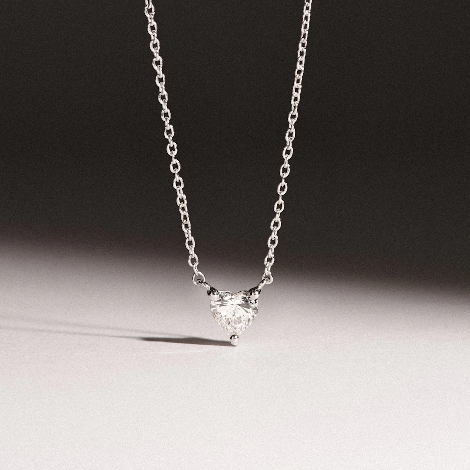 Wanderlust Floating Heart Cut Lab Diamond Solitaire Necklace 0.33ct H/SI in 925 Silver