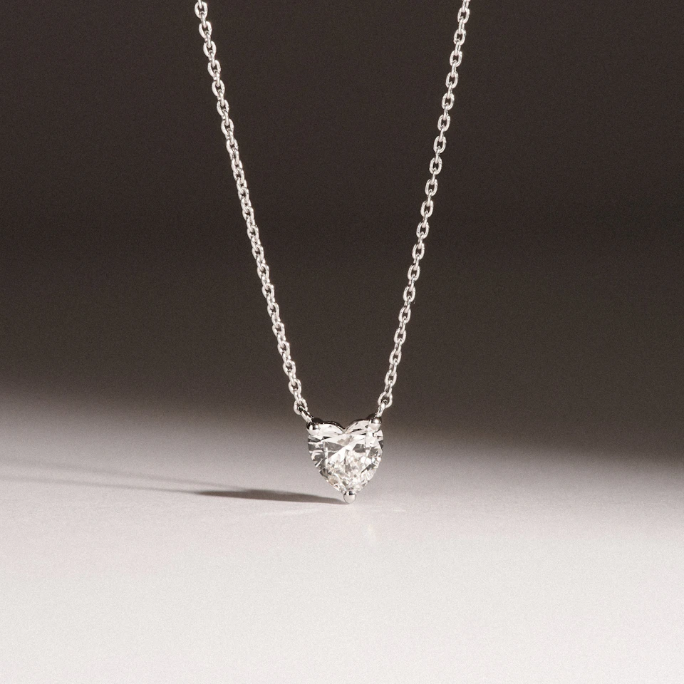 Wanderlust Floating Heart Cut Lab Diamond Solitaire Necklace 0.50ct H/SI in 9K White Gold