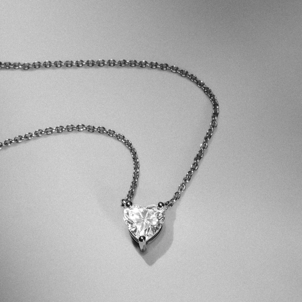 Wanderlust Floating Heart Cut Lab Diamond Solitaire Necklace 0.50ct H/SI in 9K White Gold