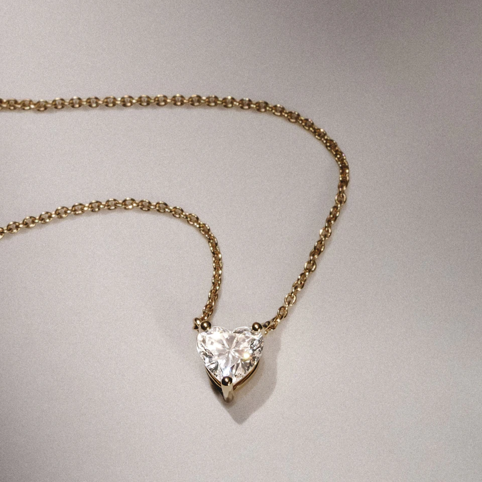 Wanderlust Floating Heart Cut Lab Diamond Solitaire Necklace 0.50ct H/SI in 9K Gold