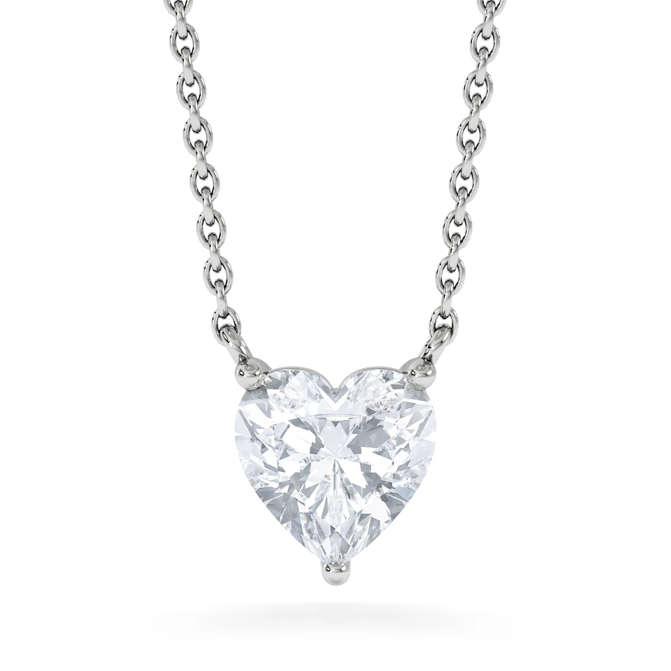 Wanderlust Floating Heart Cut Lab Diamond Solitaire Necklace 1.00ct H/SI in 9K White Gold
