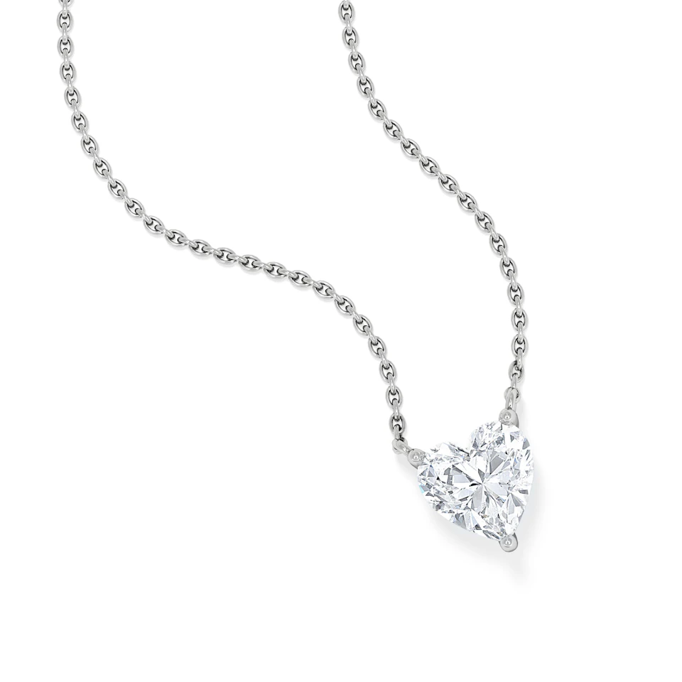 Wanderlust Floating Heart Cut Lab Diamond Solitaire Necklace 1.00ct H/SI in 9K White Gold