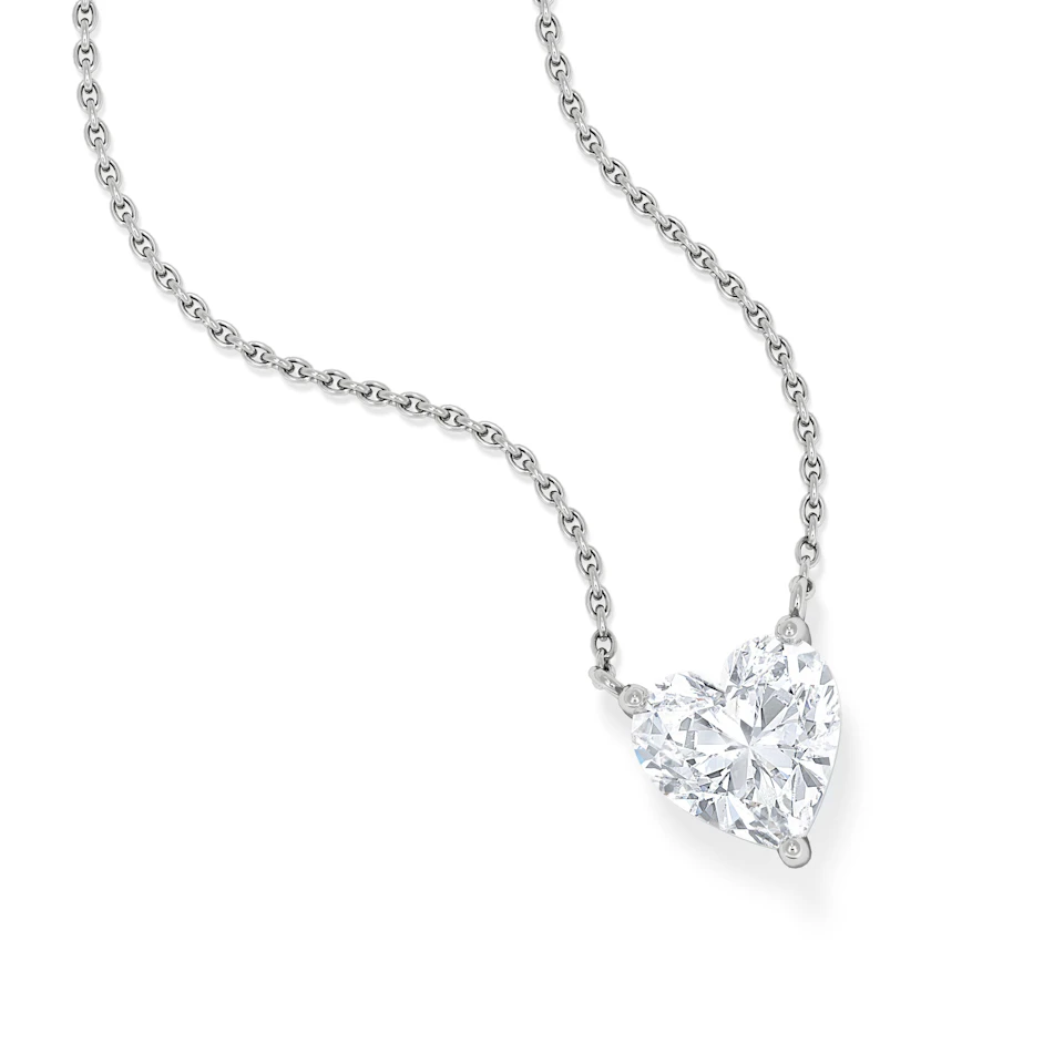 Wanderlust Floating Heart Cut Lab Diamond Solitaire Necklace 1.50ct H/SI in 9K White Gold