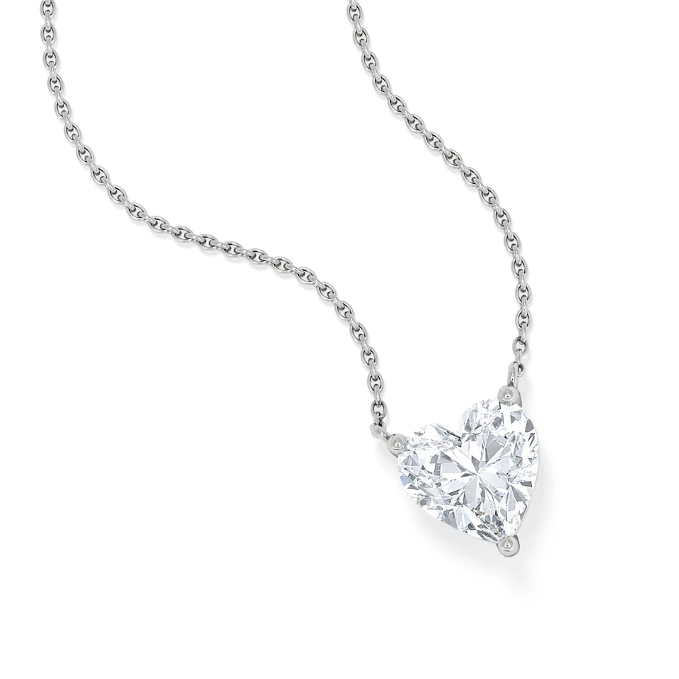 Wanderlust Floating Heart Cut Lab Diamond Solitaire Necklace 2.00ct H/SI in 9K White Gold