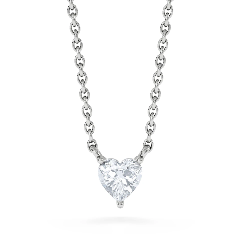 Wanderlust Floating Heart Cut Lab Diamond Solitaire Necklace 0.25ct H/SI in 925 Silver
