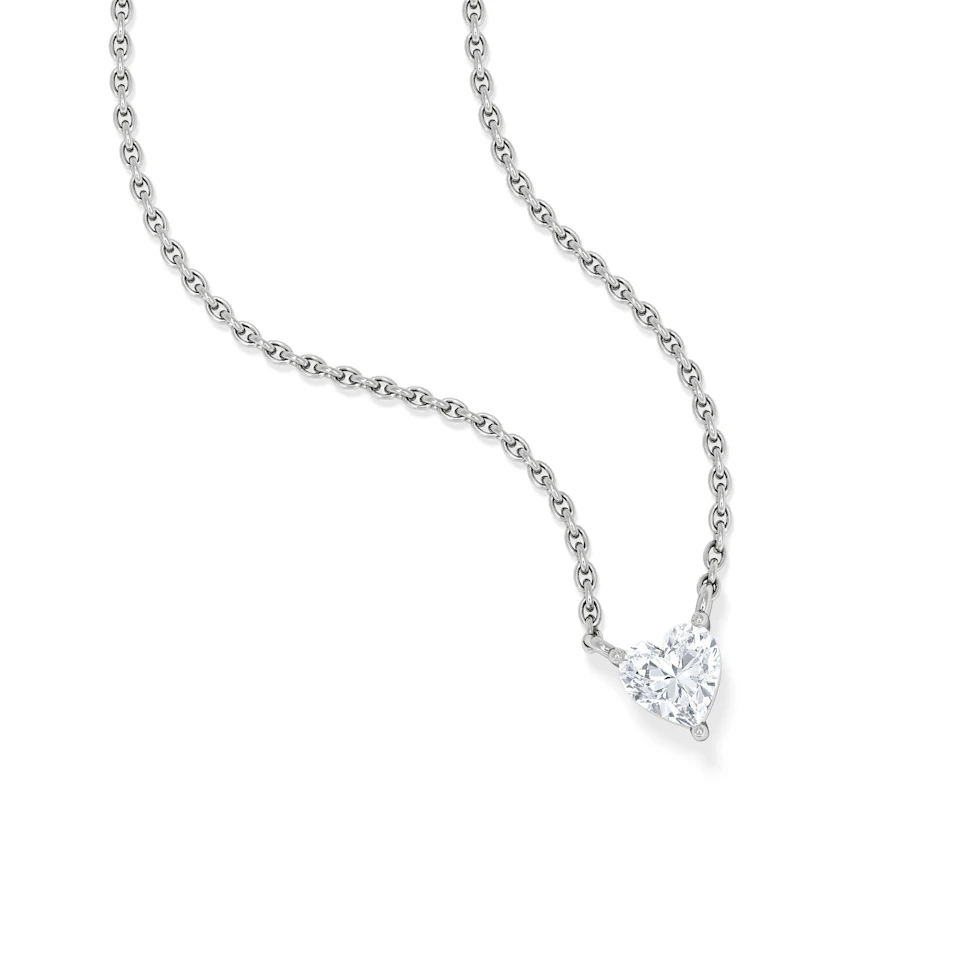 Wanderlust Floating Heart Cut Lab Diamond Solitaire Necklace 0.25ct H/SI in 925 Silver
