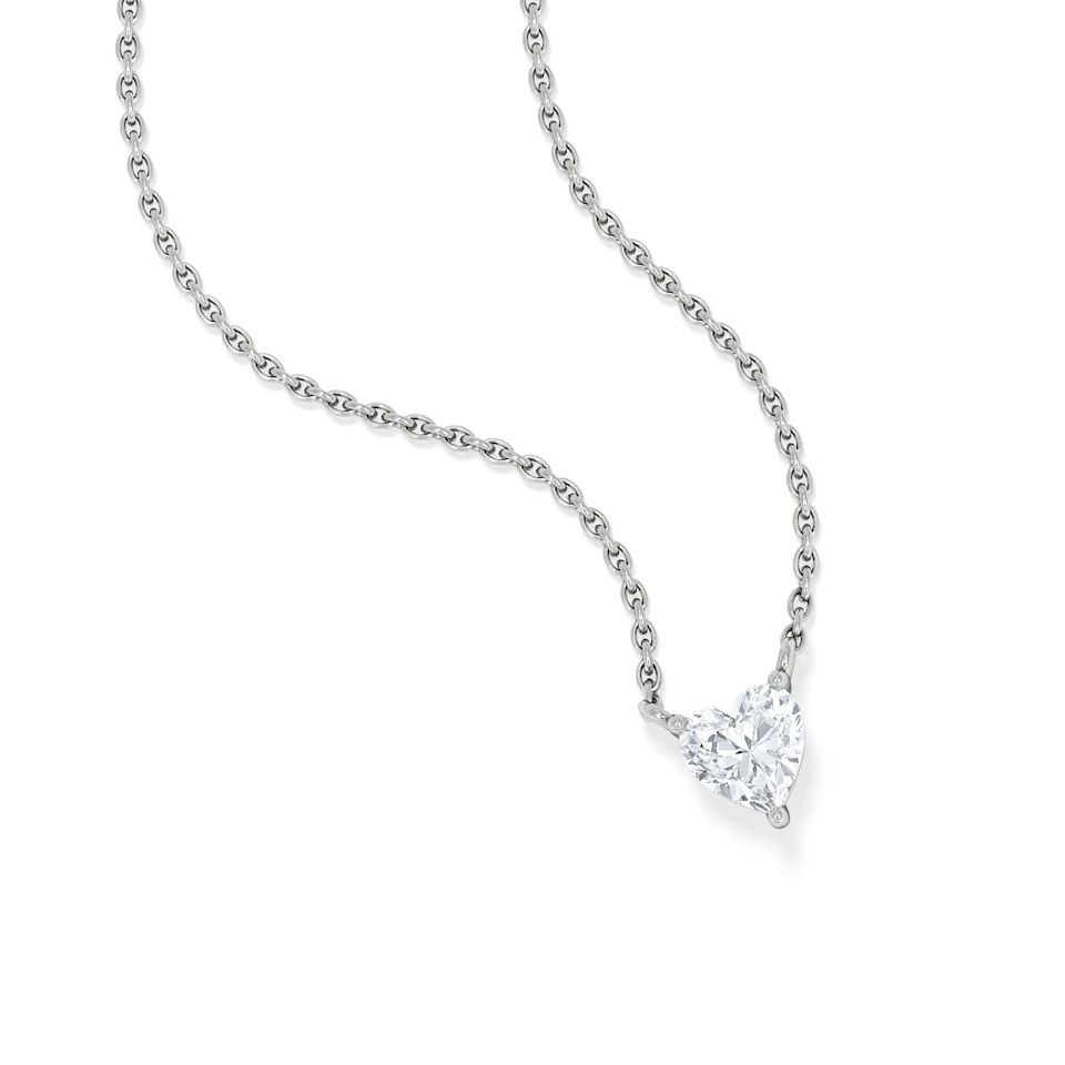 Wanderlust Floating Heart Cut Lab Diamond Solitaire Necklace 0.33ct H/SI in 925 Silver