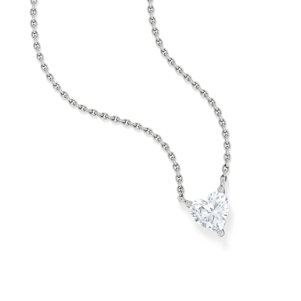 Wanderlust Floating Heart Cut Lab Diamond Solitaire Necklace 0.50ct H/SI in 9K White Gold