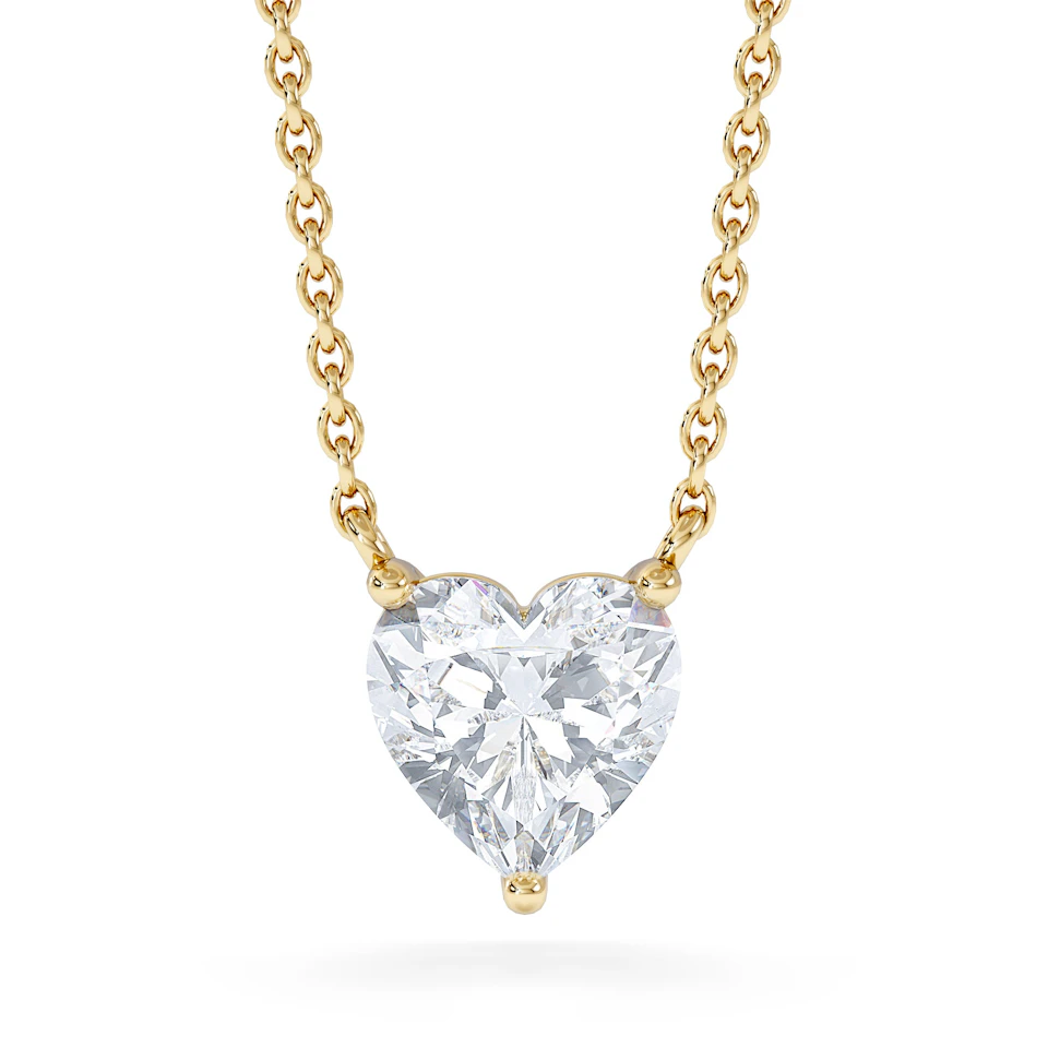 Wanderlust Floating Heart Cut Lab Diamond Solitaire Necklace 1.00ct H/SI in 9K Gold