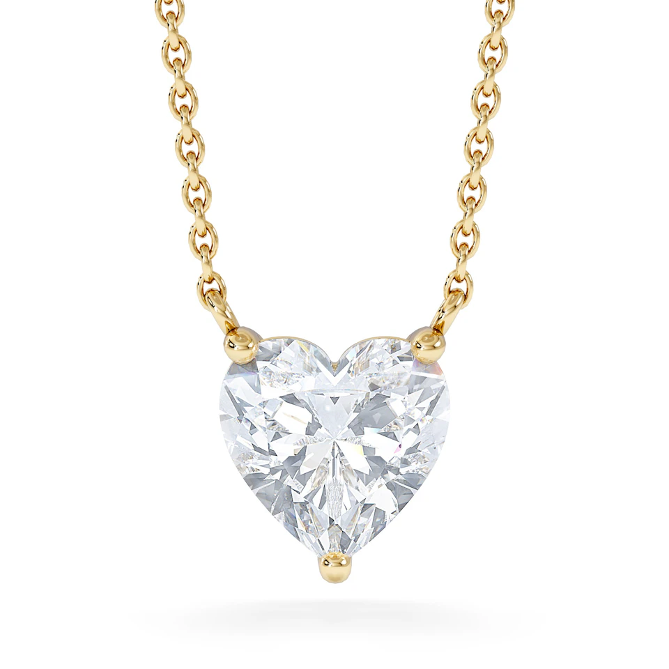 Wanderlust Floating Heart Cut Lab Diamond Solitaire Necklace 1.50ct H/SI in 9K Gold