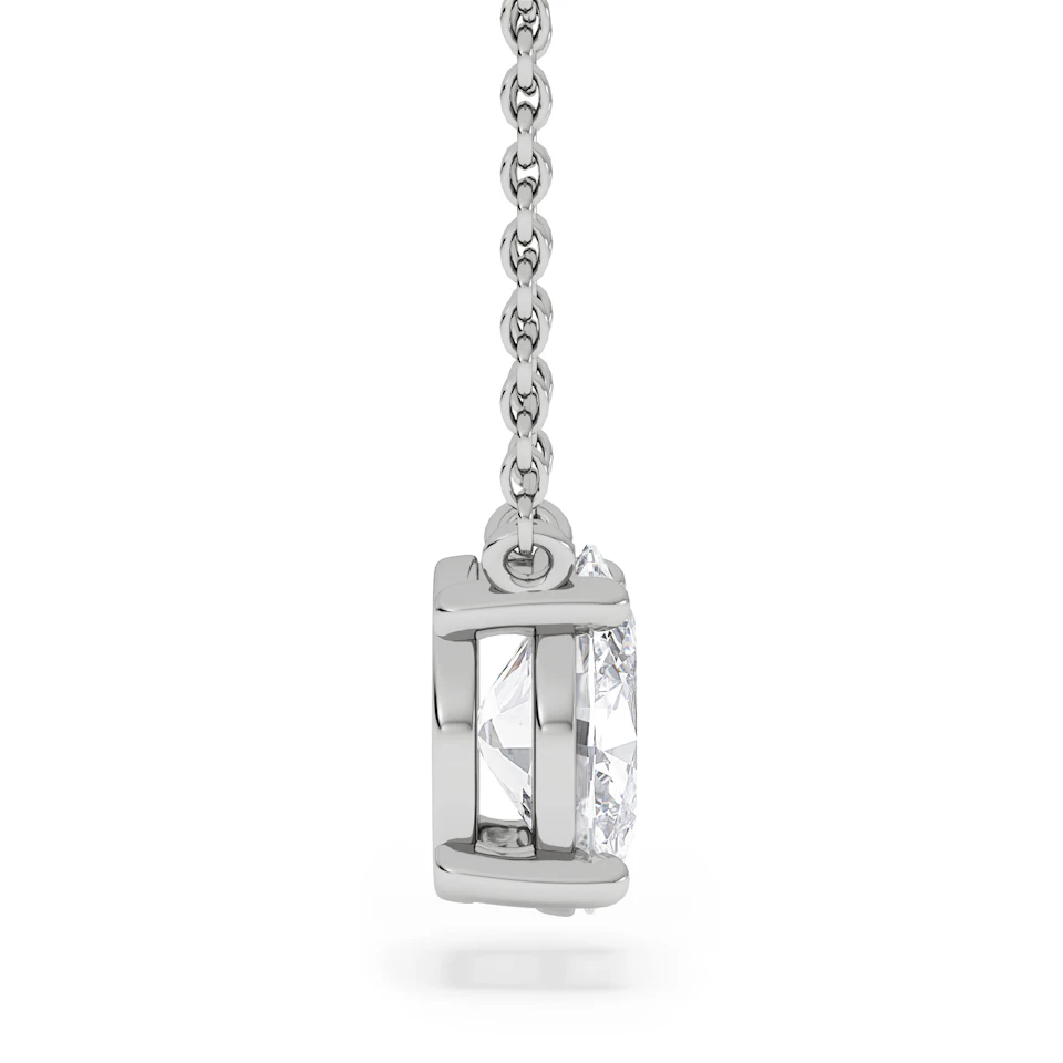 Wanderlust Floating Oval Cut Lab Diamond Solitaire Necklace 1.00ct H/SI in 9K White Gold