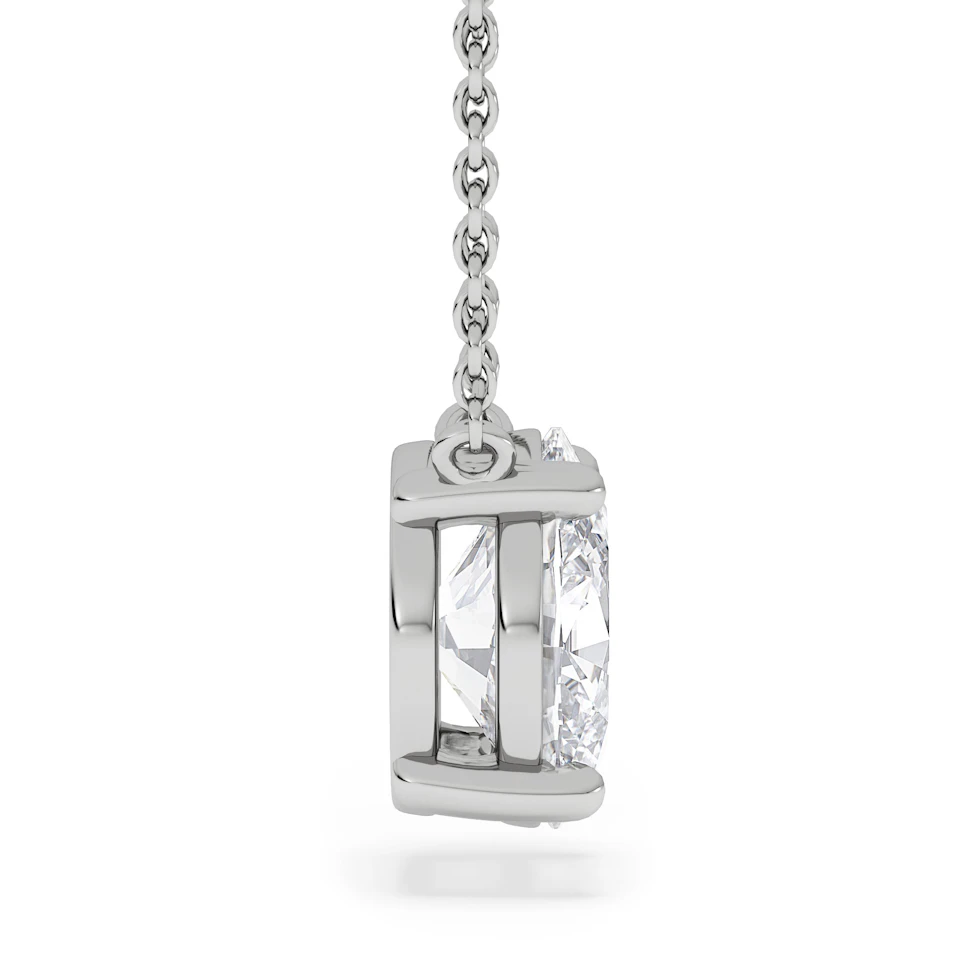 Wanderlust Floating Oval Cut Lab Diamond Solitaire Necklace 2.00ct H/SI in 9K White Gold