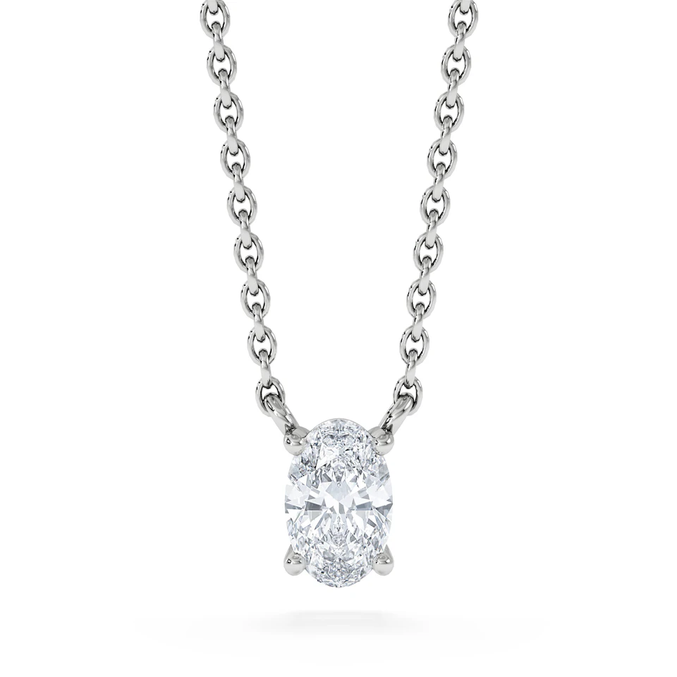 Wanderlust Floating Oval Cut Lab Diamond Solitaire Necklace 0.33ct H/SI in 925 Silver