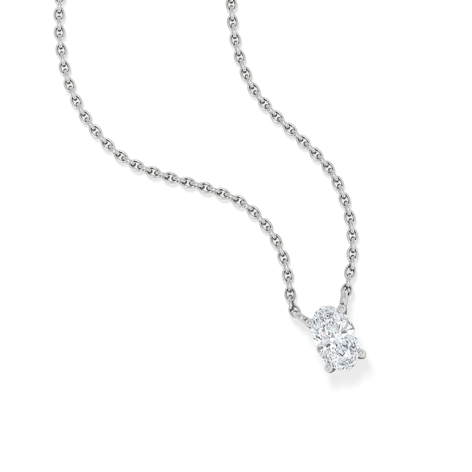 Wanderlust Floating Oval Cut Lab Diamond Solitaire Necklace 0.33ct H/SI in 925 Silver