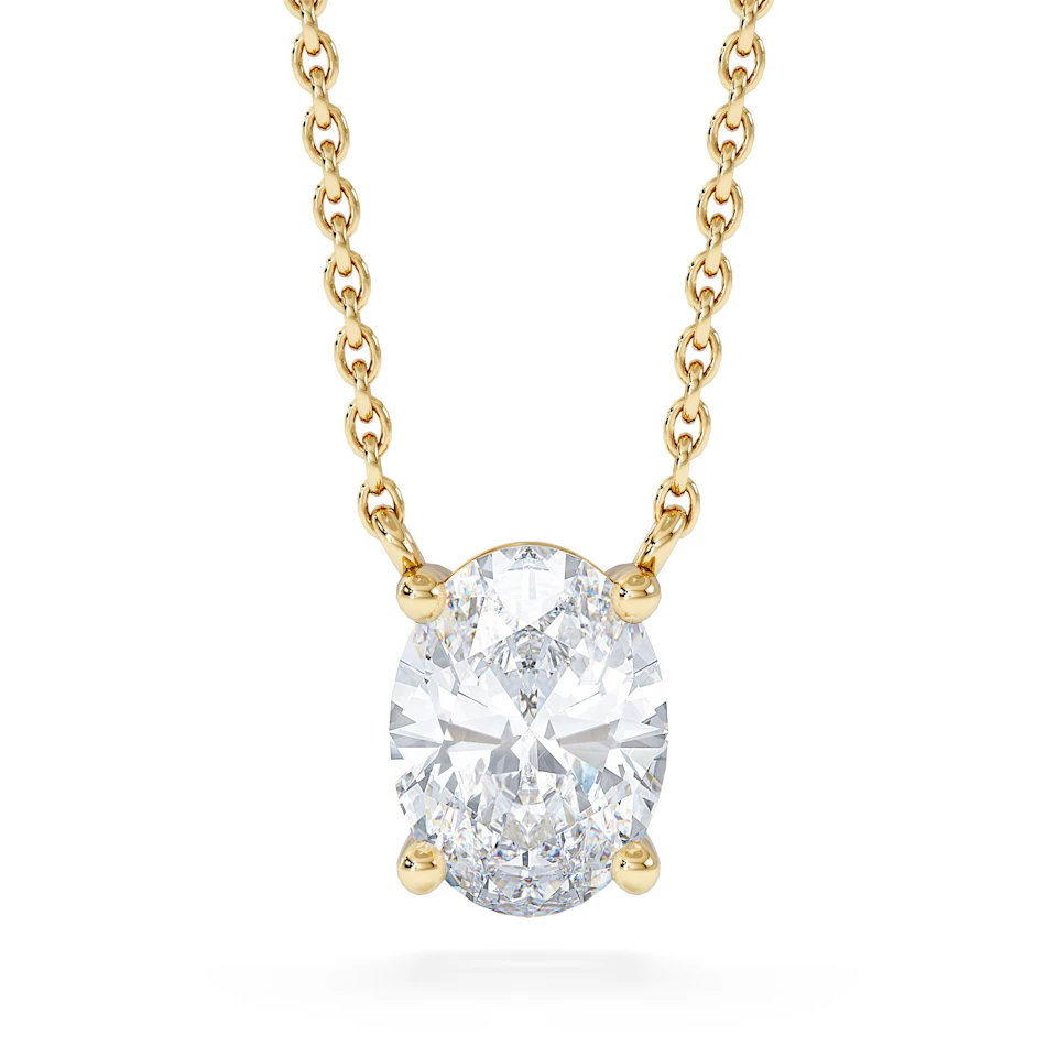 Wanderlust Floating Oval Cut Lab Diamond Solitaire Necklace 1.00ct H/SI in 9K Gold