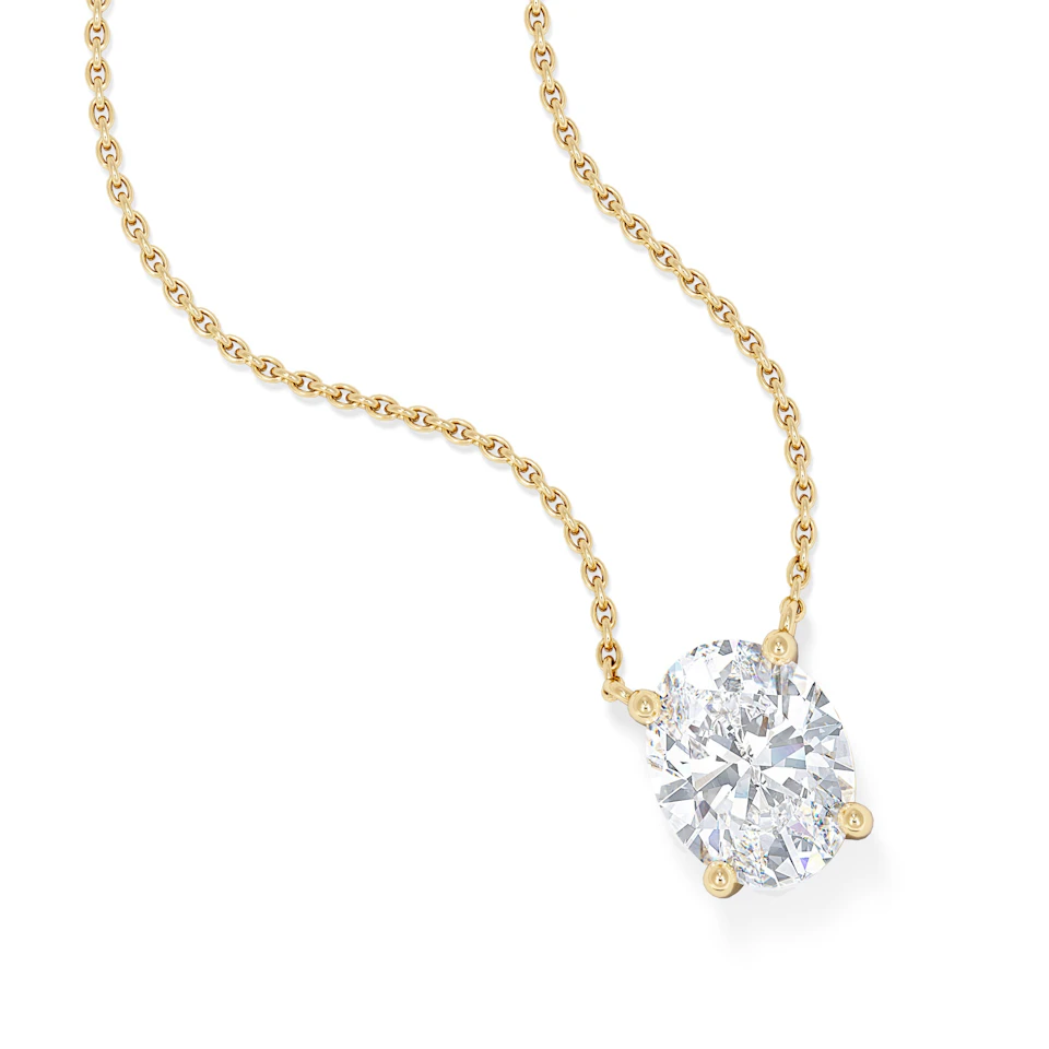 Wanderlust Floating Oval Cut Lab Diamond Solitaire Necklace 2.00ct H/SI in 9K Gold