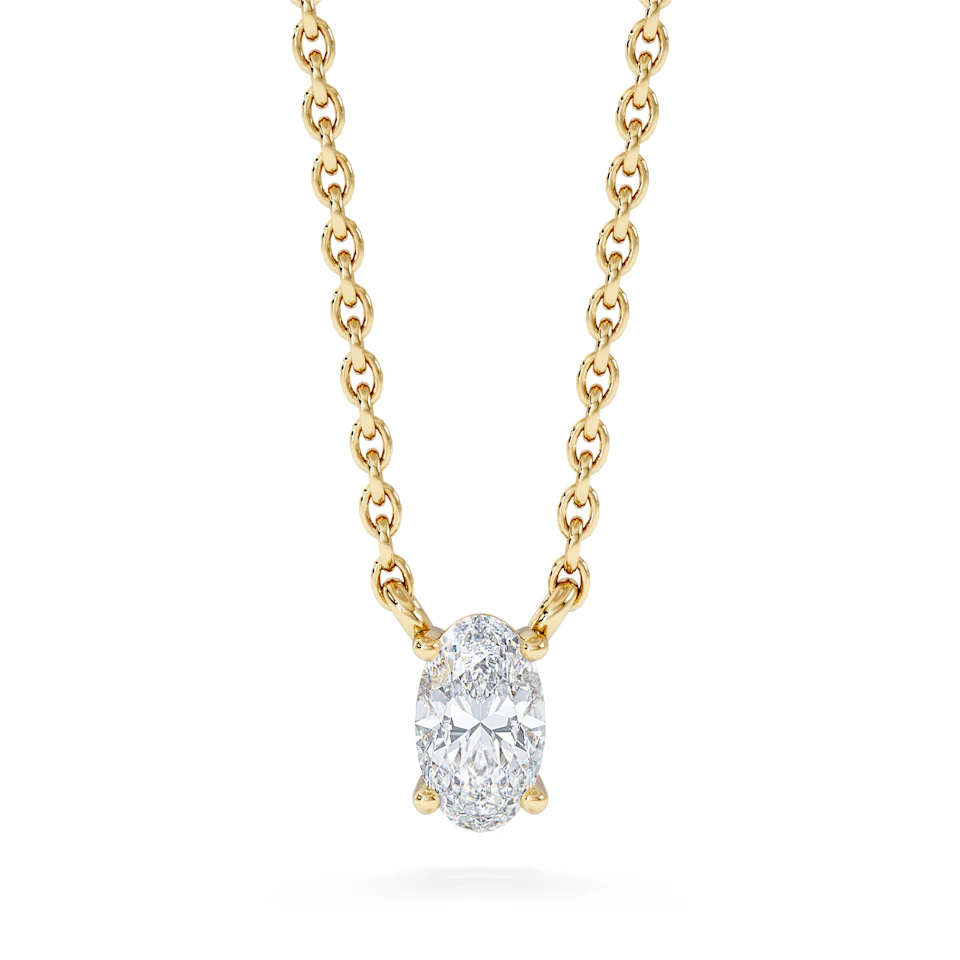 Wanderlust Floating Oval Cut Lab Diamond Solitaire Necklace 0.25ct H/SI in 18K Gold Vermeil