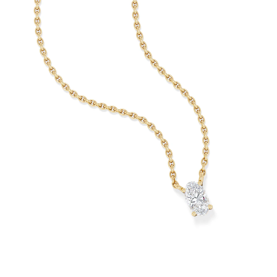 Wanderlust Floating Oval Cut Lab Diamond Solitaire Necklace 0.25ct H/SI in 18K Gold Vermeil