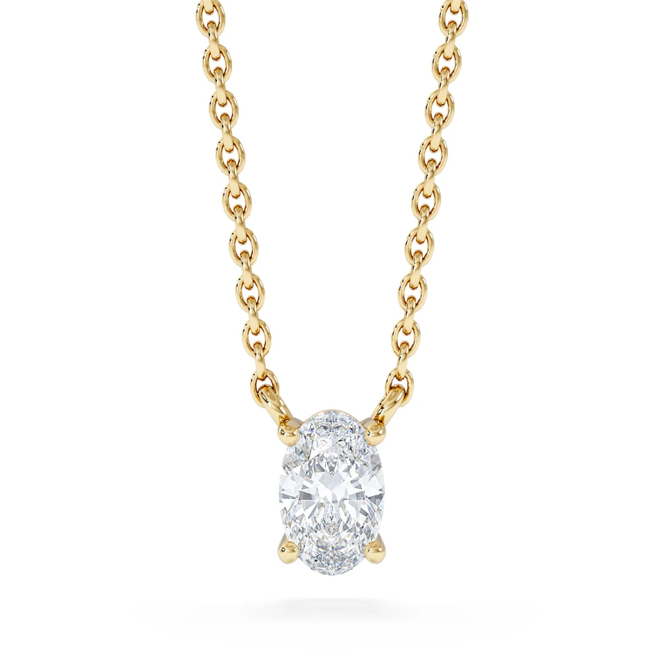 Wanderlust Floating Oval Cut Lab Diamond Solitaire Necklace 0.33ct H/SI in 18K Gold Vermeil