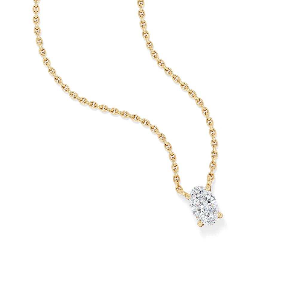 Wanderlust Floating Oval Cut Lab Diamond Solitaire Necklace 0.33ct H/SI in 18K Gold Vermeil