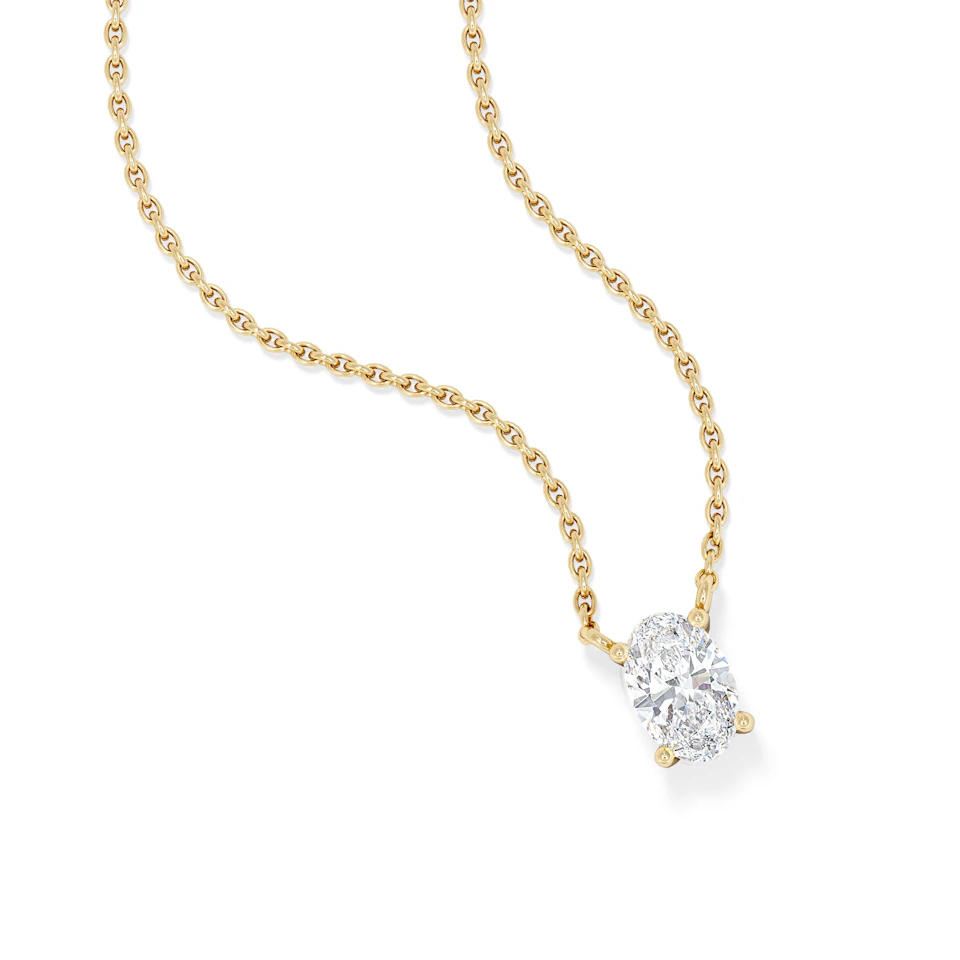 Wanderlust Floating Oval Cut Lab Diamond Solitaire Necklace 0.50ct H/SI in 9K Gold