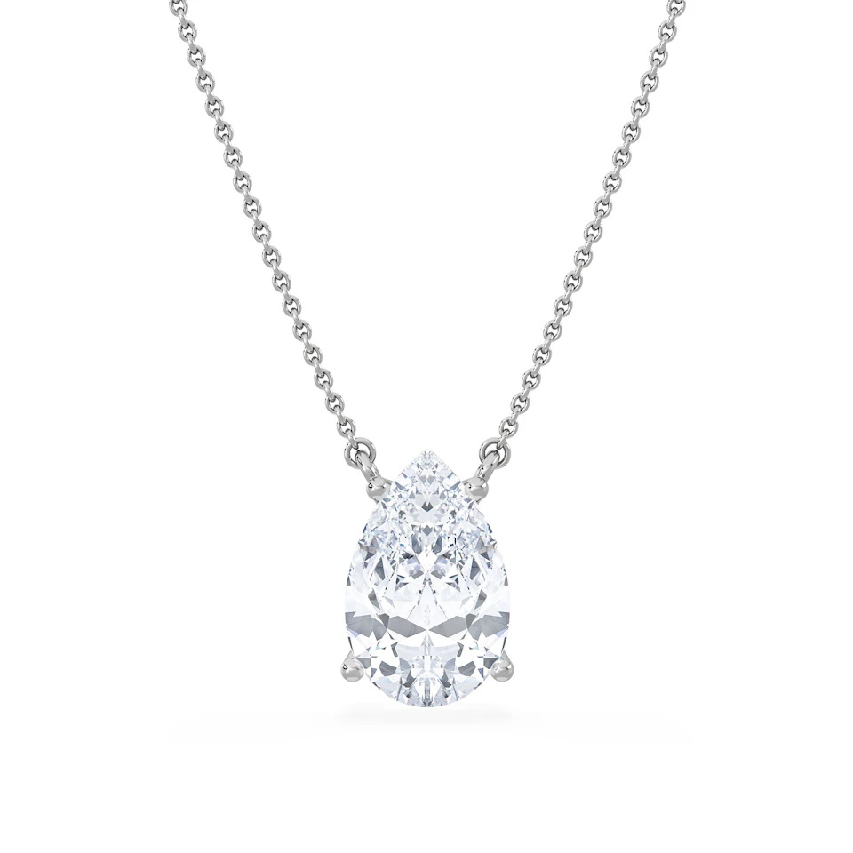 Wanderlust 3.00ct Floating Pear Cut Lab Diamond Necklaces in 9K White Gold